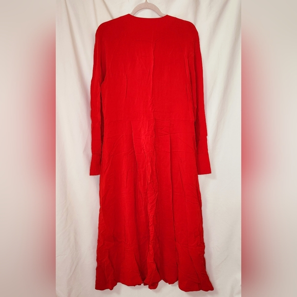 H&M Red Rayon Faux Wrap Dress size 10 - Picture 2 of 2